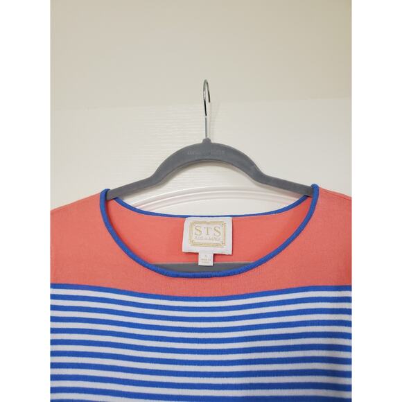 STS Sail to Sable Striped 3/4 Sleeve Resortwear Mini Sweater Dress, Size Small - Picture 3 of 11